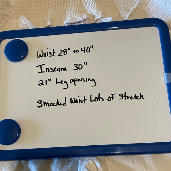 Maternity Pants White Linen Blend Underbelly Smocked Waist Pants Wide Leg SZ S/M - Picture 10 of 12